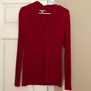 Red super soft long sleeve v neck top